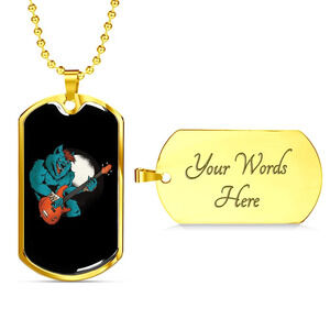 Musician Necklace Wolf Bass Personalized Engraved Gold Dog Tag Necklace Custom